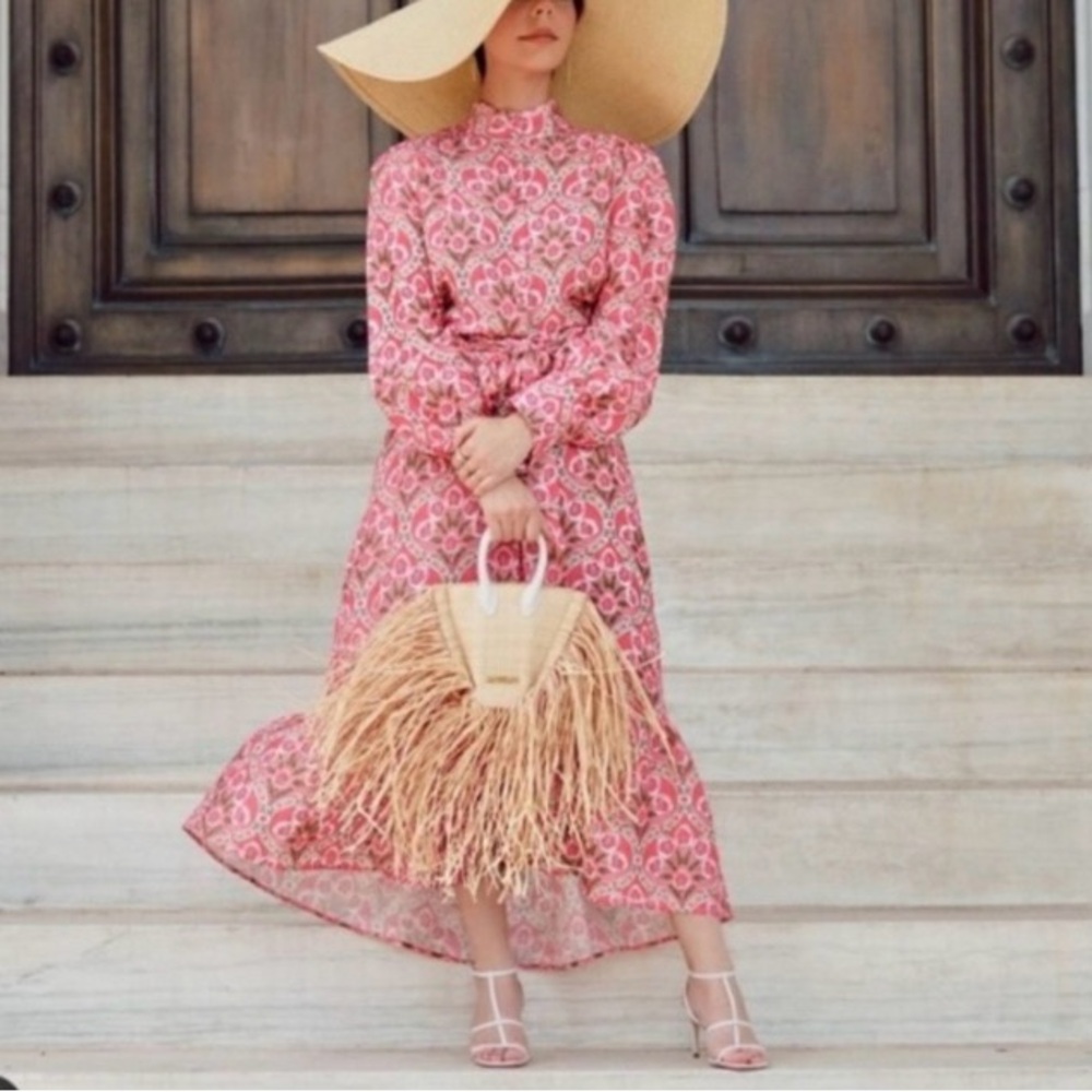 Zara Pink Patterned Midi Dress